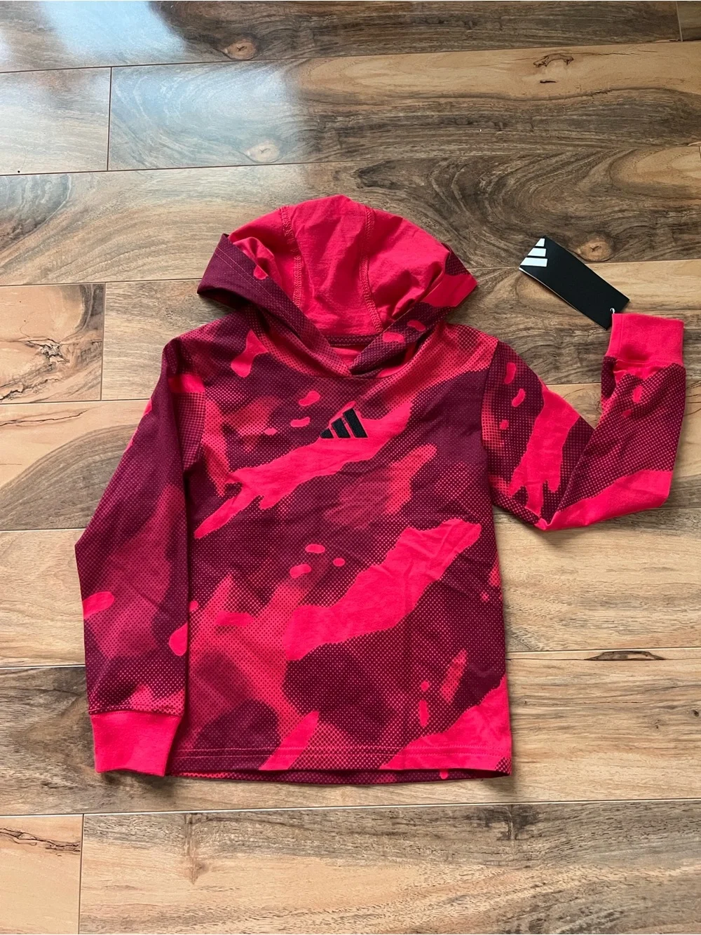 Adidas Boys Tracksuit Size 4 Red Black Camo Hoodie Jogger Set 2 Piece NWT